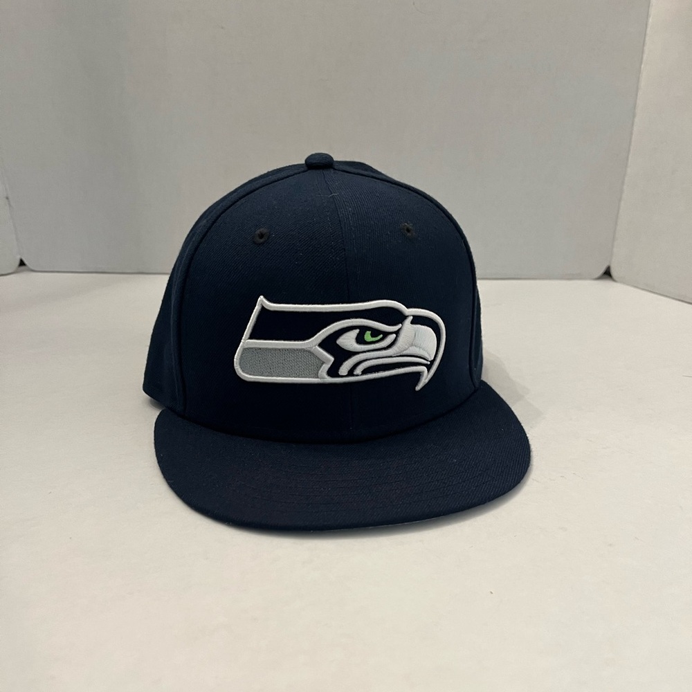 Seattle Seahawks Baseball Cap Hat Adult 7 3/8 Blue Mens New Era NFL Polyester